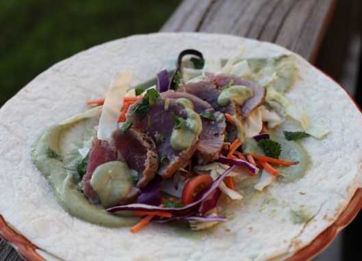 seared tuna tacos