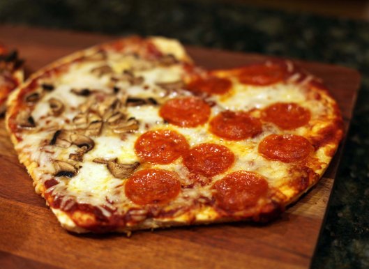 1/2 Mushroom 1/2 Pepperoni Heart Pizza