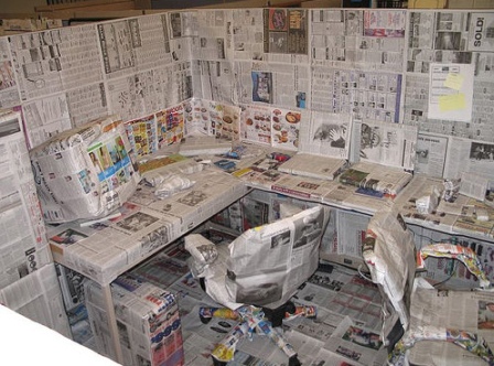 Newspaper Cubicle Prank